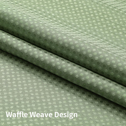 Colorful Star Sage Green No Hook Waffle Shower Curtain Set, 72 x 75 Inch