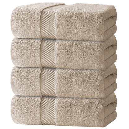 White Classic Luxury Dolphin Gray Bath Towels 4 Pack, 27x54, Turkish Cotton