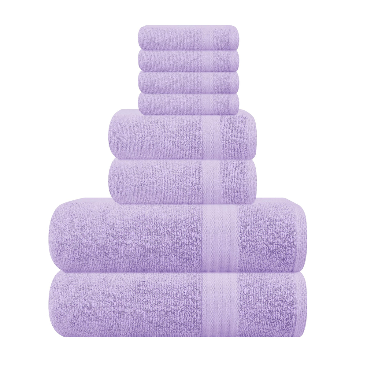 GLAMBURG Ultra Soft 8-Piece Towel Set - 100% Pure Ringspun Cotton, Contains 2 Oversized Bath Towels 27x54, 2 Hand Towels 16x28, 4 Wash Cloths 13x13 - Ideal for Everyday use, Hotel & Spa - Pink