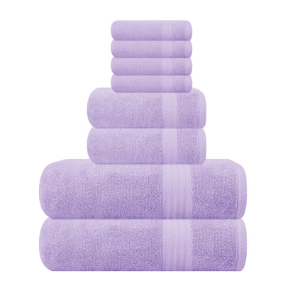 GLAMBURG Ultra Soft 8-Piece Towel Set - 100% Pure Ringspun Cotton, Contains 2 Oversized Bath Towels 27x54, 2 Hand Towels 16x28, 4 Wash Cloths 13x13 - Ideal for Everyday use, Hotel & Spa - Pink