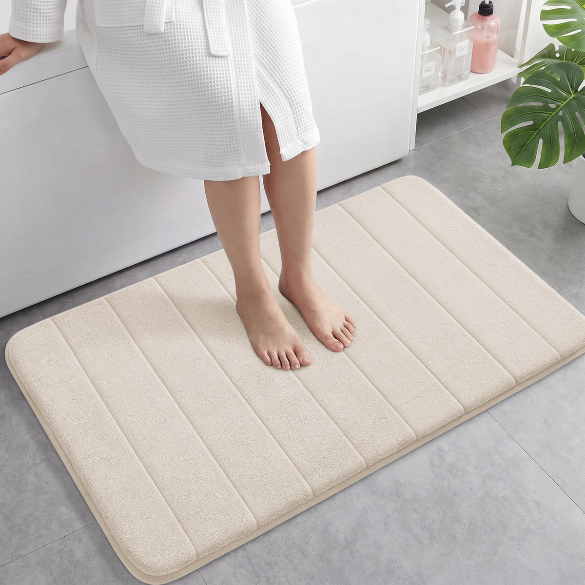 Yimobra Memory Foam Bath Mat, Super Soft & Absorbent Bathroom Rug, Grey