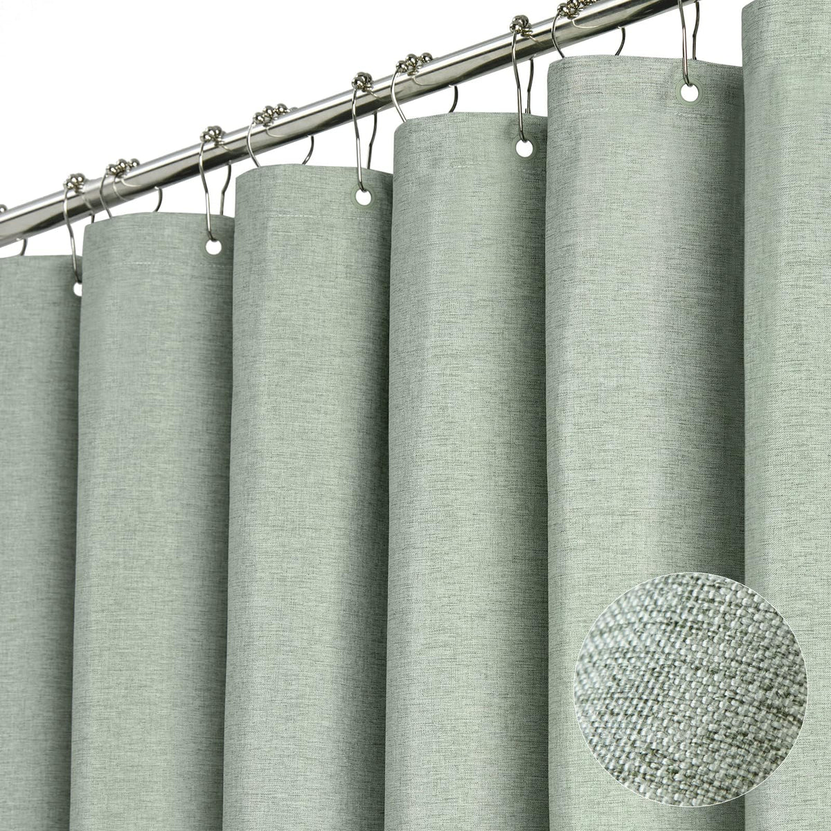 BTTN Beige Linen Textured Waterproof Cloth Shower Curtain Set, 72x72, Cream