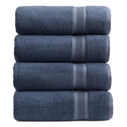 Springtree Home Luxury Bamboo Rayon Plush Bath Towel Set | 4-Pack | White