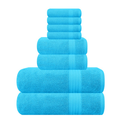 GLAMBURG Ultra Soft 8-Piece Towel Set - 100% Pure Ringspun Cotton, Contains 2 Oversized Bath Towels 27x54, 2 Hand Towels 16x28, 4 Wash Cloths 13x13 - Ideal for Everyday use, Hotel & Spa - Pink