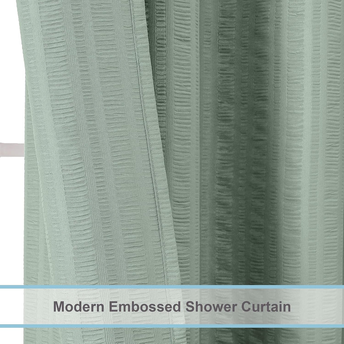 Aiyufeng Moga Sage Green Shower Curtain - 3D Embossed Textured Shower Curtains for Bathroom, Luxury Polyester Cloth Bath Curtain, 72Wx72H, Green
