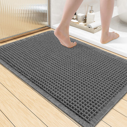 Smiry Waffle Bath Mat 30X20, Extra Soft Absorbent Bathroom Rugs, Brown