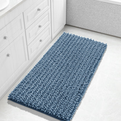 Yimobra Bathroom Rugs Non-Slip Washable – Extra Soft & Absorbent Chenille Bath Mat, Quick-Dry Plush Shaggy Floor & Vanity Bath Rugs for Tub & Shower, Modern Home Decor Accessories, 24 x 17, Grey