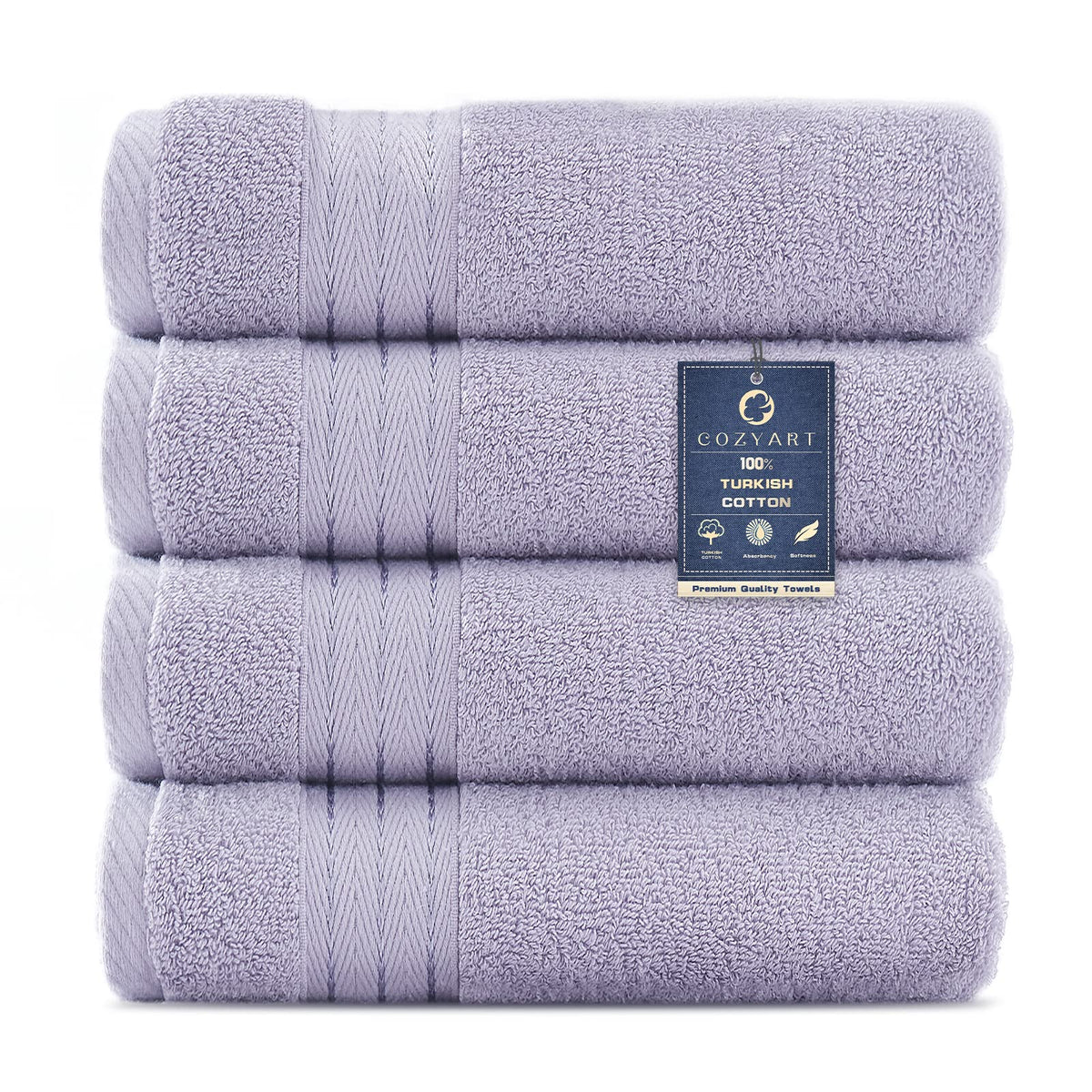 COZYART Luxury Bath Towel Set 6 Pcs, Dark Green 100% Turkish Cotton 650 GSM