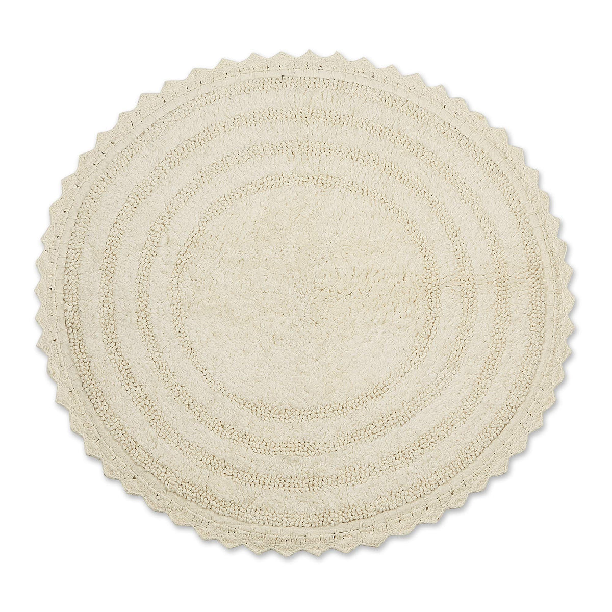 DII Crochet Collection Reversible Bath Mat, Small Oval, 17x24, White