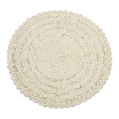 DII Crochet Collection Reversible Bath Mat, Small Oval, 17x24, White