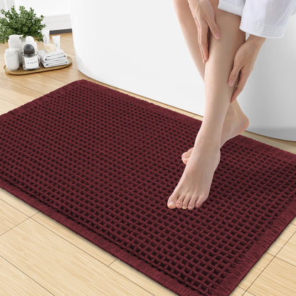 Smiry Waffle Bath Mat 30X20, Extra Soft Absorbent Bathroom Rugs, Brown
