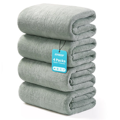 JOYMOOP Microfiber Bath Towels 4 Packs Extra Large 30" x 60", Mixed Color