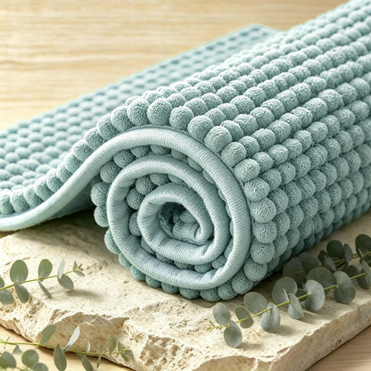 SUBRTEX Bathroom Rugs Chenille Bath Rug Soft Short Plush Bath Mat Soft Shower Mat Water Absorbent Shower Mat Quick Dry Machine Washable(White,18" x 24")