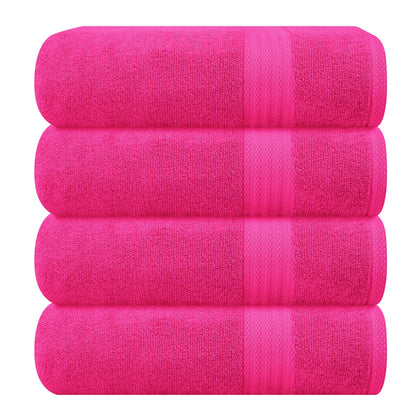 GLAMBURG Ultra Soft 8-Piece Towel Set - 100% Pure Ringspun Cotton, Contains 2 Oversized Bath Towels 27x54, 2 Hand Towels 16x28, 4 Wash Cloths 13x13 - Ideal for Everyday use, Hotel & Spa - Pink