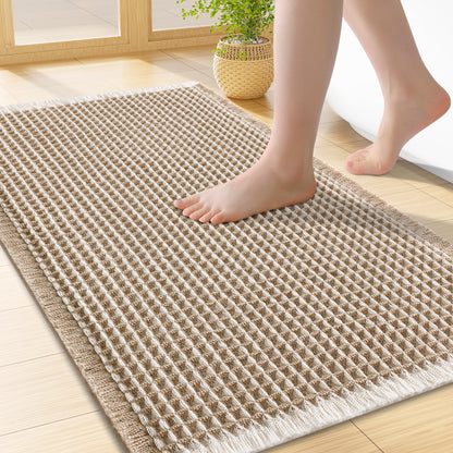 Smiry Waffle Bath Mat 30X20, Extra Soft Absorbent Bathroom Rugs, Brown