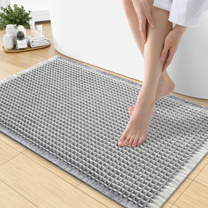 Smiry Waffle Bath Mat 30X20, Extra Soft Absorbent Bathroom Rugs, Brown