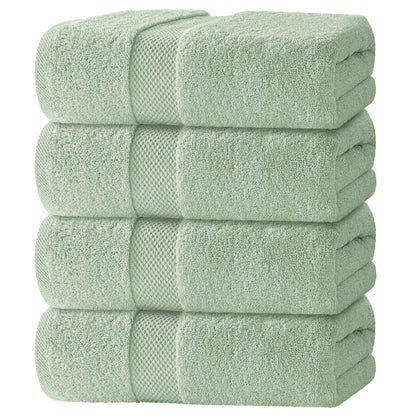 White Classic Luxury Dolphin Gray Bath Towels 4 Pack, 27x54, Turkish Cotton
