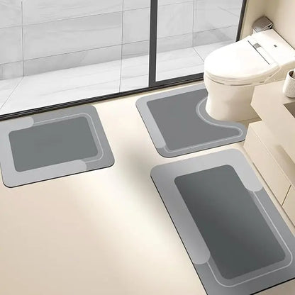 Housego Non-Slip Bathroom Mat Set of 3 Counts Water Absorbent Rug for Bathroom LivingRoom Kitchen Laundry Home Decor HygienicEnvironment Restroom Accessories Super Absorbent Non Stick Mat - Silicone - Rubber