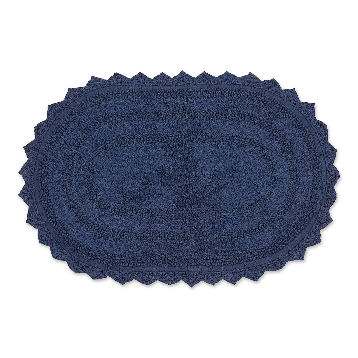 DII Crochet Collection Reversible Bath Mat, Small Oval, 17x24, White