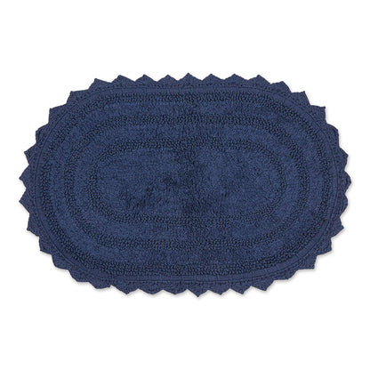 DII Crochet Collection Reversible Bath Mat, Small Oval, 17x24, White