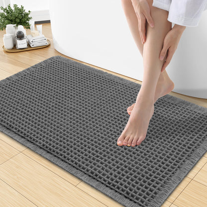 Smiry Waffle Bath Mat 30X20, Extra Soft Absorbent Bathroom Rugs, Brown