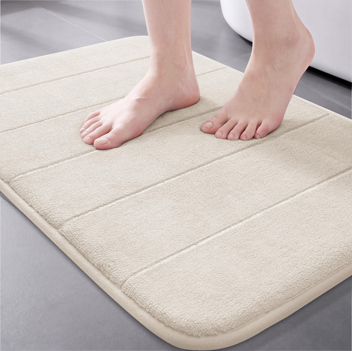 Yimobra Memory Foam Bath Mat, Super Soft & Absorbent Bathroom Rug, Grey
