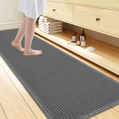Smiry Waffle Bath Mat 30X20, Extra Soft Absorbent Bathroom Rugs, Brown