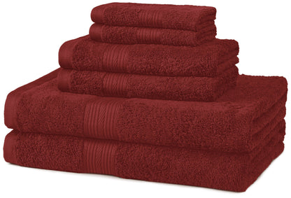 Amazon Basics 6-Piece Oversized Highly Absorbent Fade-Resistant Towel Set, 100% Cotton Towels for Bathroom, Soft, 2 Bath Towels, 2 Hand Towels, 2 Washcloths, White
