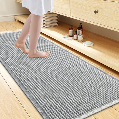 Smiry Waffle Bath Mat 30X20, Extra Soft Absorbent Bathroom Rugs, Brown