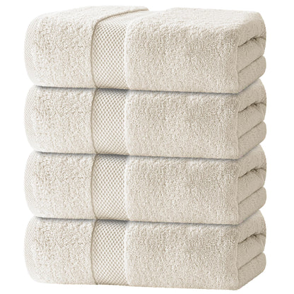 White Classic Luxury Dolphin Gray Bath Towels 4 Pack, 27x54, Turkish Cotton