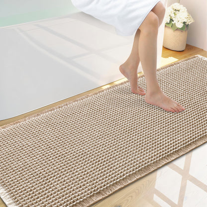 Smiry Waffle Bath Mat 30X20, Extra Soft Absorbent Bathroom Rugs, Brown