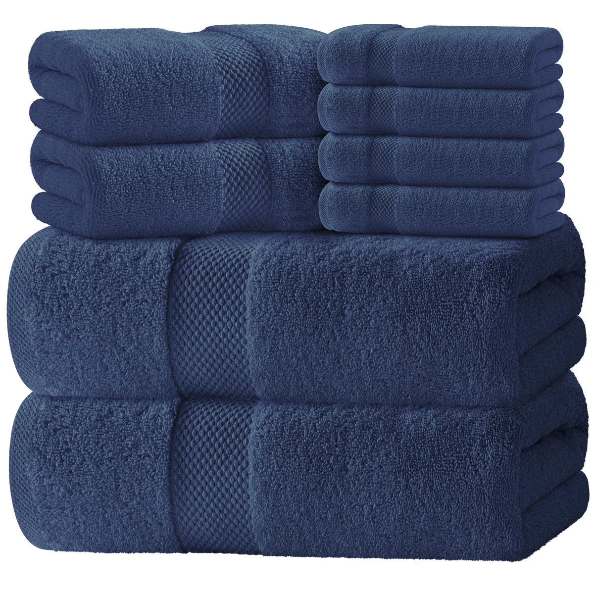 White Classic Luxury White Bath Towel Set of 8 - Soft 100% Turkish Cotton