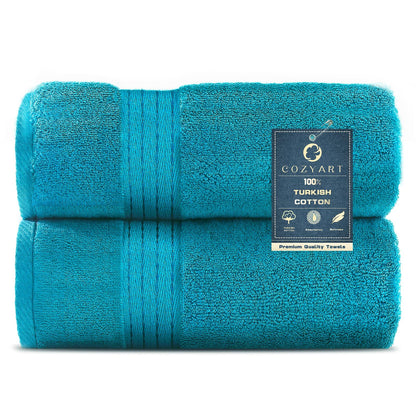 COZYART Luxury Bath Towel Set 6 Pcs, Dark Green 100% Turkish Cotton 650 GSM