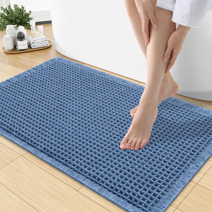 Smiry Waffle Bath Mat 30X20, Extra Soft Absorbent Bathroom Rugs, Brown