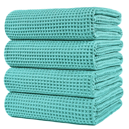 POLYTE 430 GSM Poly Blend Microfiber Quick Dry Waffle Bath Towel, 30x60 in