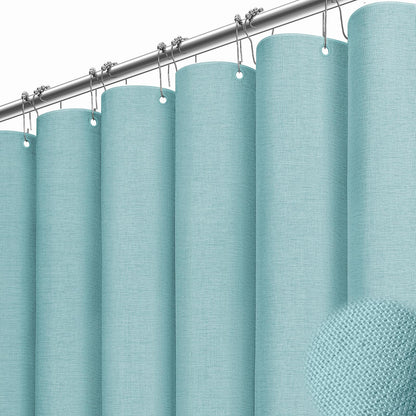 BTTN Beige Linen Textured Waterproof Cloth Shower Curtain Set, 72x72, Cream