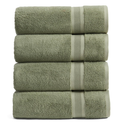 Springtree Home Luxury Bamboo Rayon Plush Bath Towel Set | 4-Pack | White