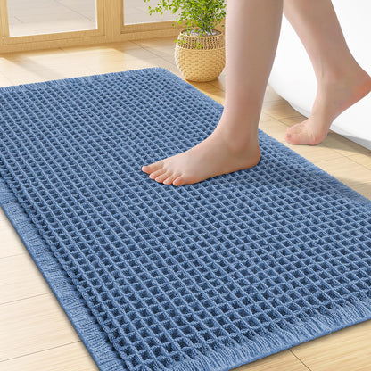 Smiry Waffle Bath Mat 30X20, Extra Soft Absorbent Bathroom Rugs, Brown