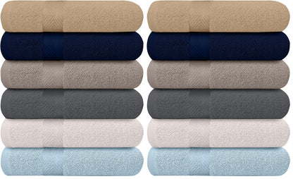 KAHAF Collection 6-Pack Bath Towels - Lightweight - Extra Absorbent - 100% Cotton - Shower towels (Multi, 27 inchesx54 inches)