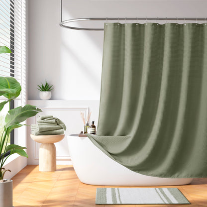 Madison Park Spa Waffle Shower Curtain for Bathroom, 72 x 72, Grey