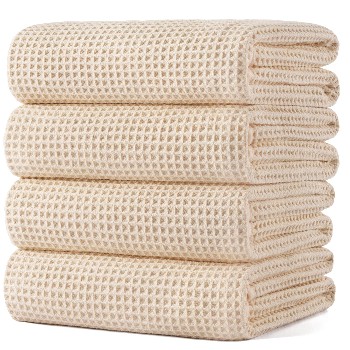 POLYTE 430 GSM Poly Blend Microfiber Quick Dry Waffle Bath Towel, 30x60 in