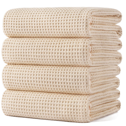 POLYTE 430 GSM Poly Blend Microfiber Quick Dry Waffle Bath Towel, 30x60 in