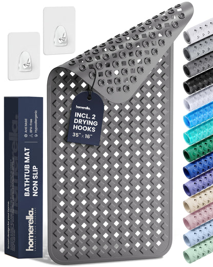 homerella Bathtub Mat Non Slip 35x16 Shower Mat Non Slip Anti Mold BPA Free