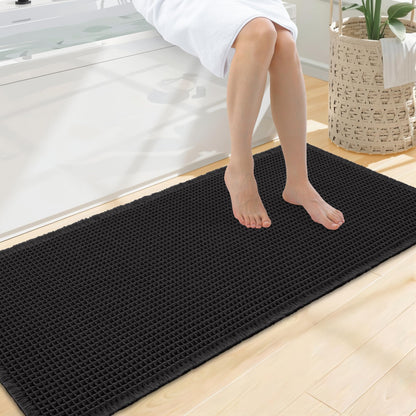 Smiry Waffle Bath Mat 30X20, Extra Soft Absorbent Bathroom Rugs, Brown