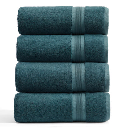 Springtree Home Luxury Bamboo Rayon Plush Bath Towel Set | 4-Pack | White