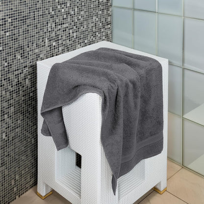 Large Bath Towels Set of 6 – 100% Cotton Terry – 24" x 50" – Quick Dry, Soft & Highly Absorbent – Grey Towels for Bathroom, Gym, Spa, Pool & Daily Use