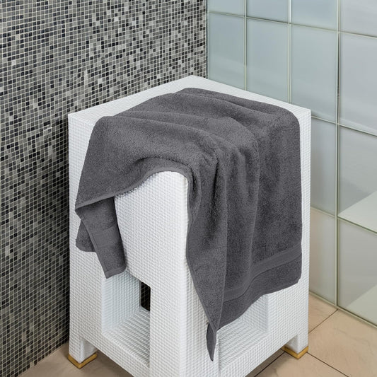 Large Bath Towels Set of 6 – 100% Cotton Terry – 24" x 50" – Quick Dry, Soft & Highly Absorbent – Grey Towels for Bathroom, Gym, Spa, Pool & Daily Use