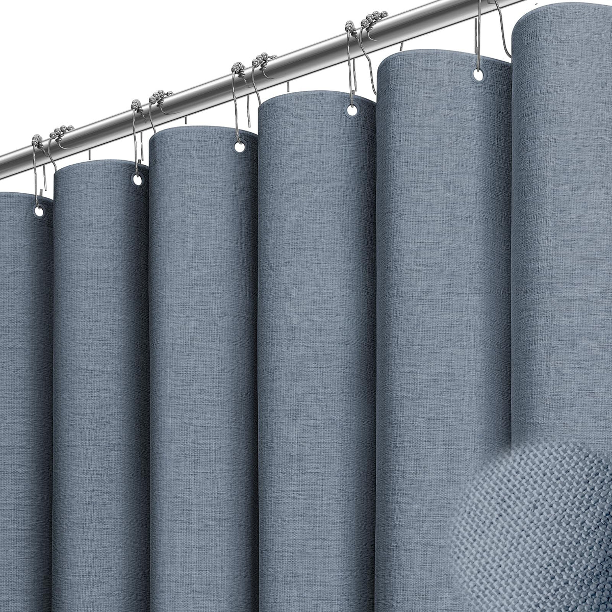 BTTN Beige Linen Textured Waterproof Cloth Shower Curtain Set, 72x72, Cream