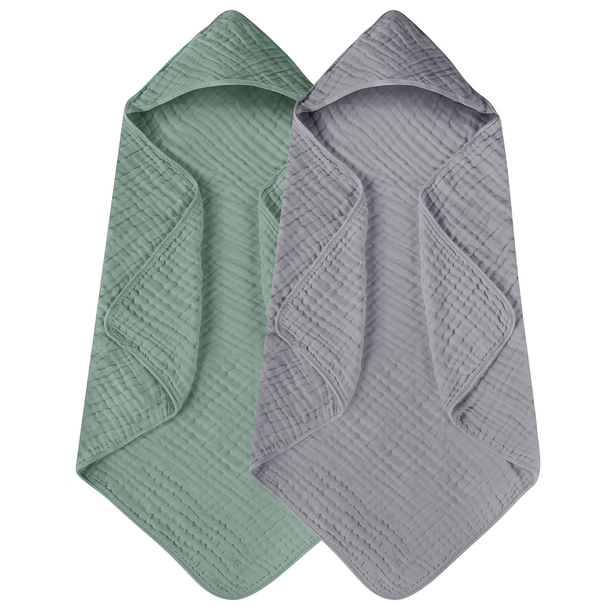 Yoofoss Hooded Baby Bath Towels 2 Pack 100% Muslin Organic Cotton with Hood