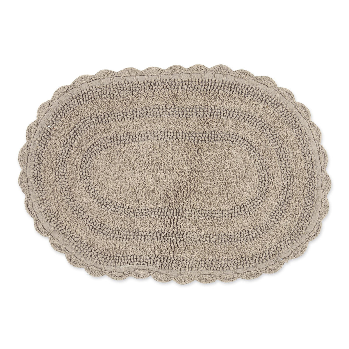 DII Crochet Collection Reversible Bath Mat, Small Oval, 17x24, White